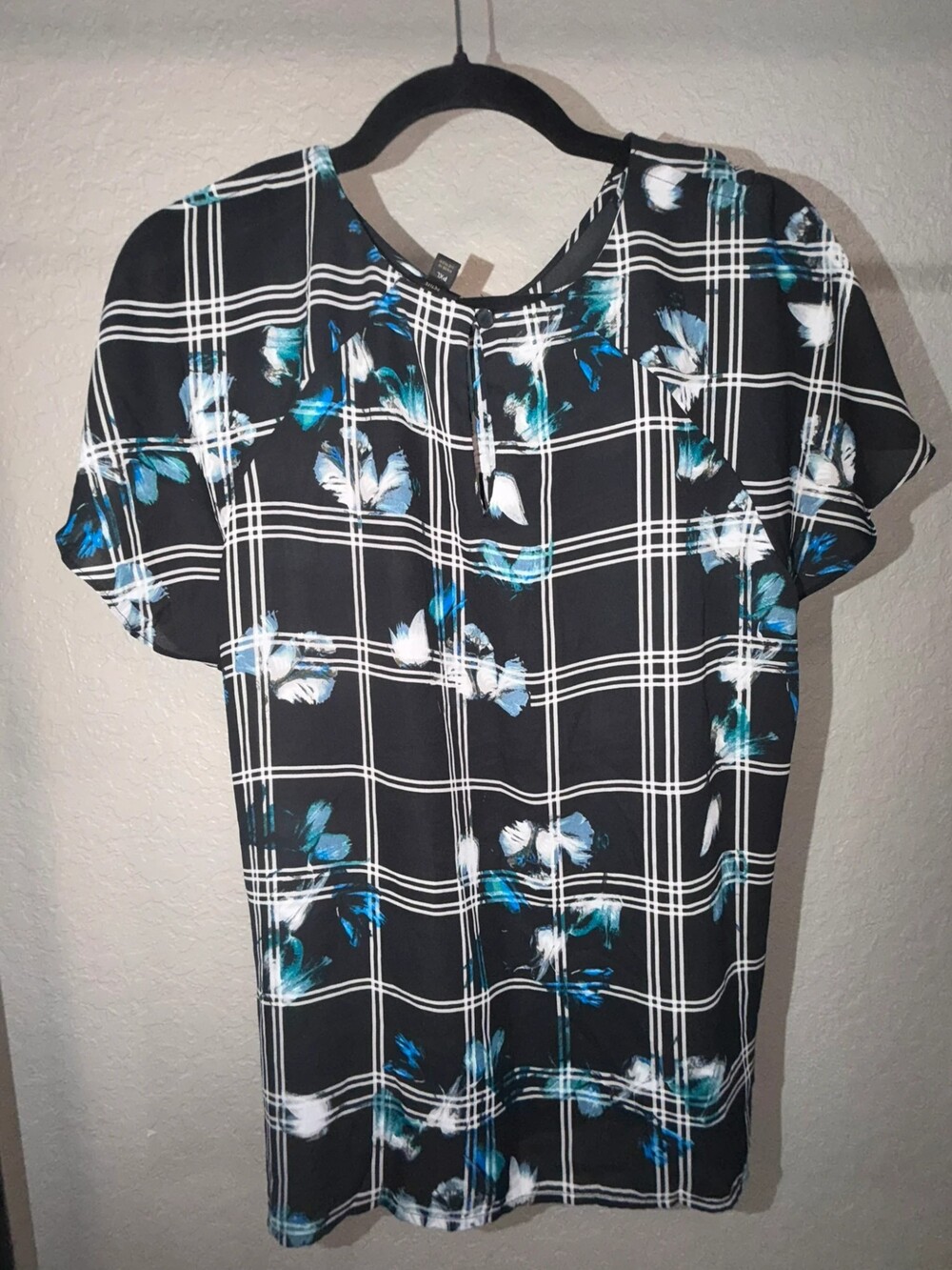 Worthington Petite Floral Plaid Blouse – XL